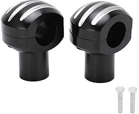 Riser Manubrio Moto, Riser Barra CNC 25 Mm Morsetto Manubrio Universale per Moto Testa Tonda con Sollevatore Manubrio a Righe(black)