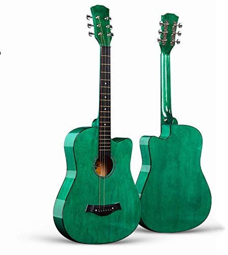 YYFANG Klassische Gitarre Full Size Retro Style Steel Strings Starter Gitarrenpaket mit Akustikgitarre und Zubehör (Farbe : Grün, Größe : 38 inches)