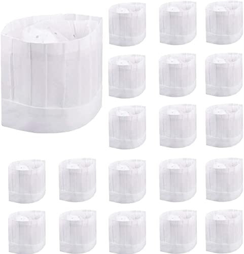 Jiahanle 20 Piezas Gorros de Cocinero Desechables Gorros de Chef Ajustables 9 Pulgadas Set de Sombrero de Cocina para Hostelería Hogar Restaurante Abastecimiento Fiesta de Cocina