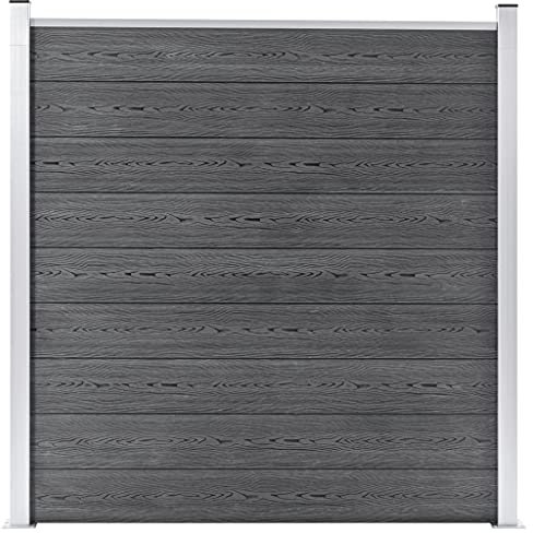 Hommdiy Zaunelement Gartenzaun Sichtschutzzaun Lamellenzaun Windschutz Zaun Windschutzzaun Terrasse Stecksystem Lärmschutz Gartenzaun WPC 180×186 cm Grau