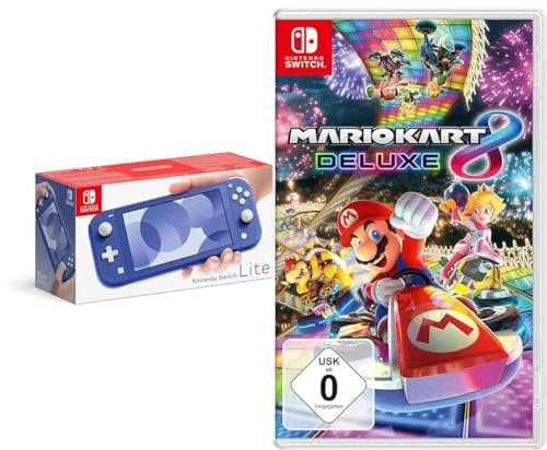Nintendo Switch Lite, Standard, Blau + Mario Kart 8 Deluxe - [Nintendo Switch]