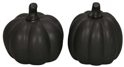 RiloStore 2 STK KÜRBIS 9cm schwarz Halloween Kürbisse Autumn Herbstdeko Dekokürbis Dekoobjekt Tischdeko Dekofrüchte Pumpkin Früchte Dekoration Herbst Gartendeko Balkondeko