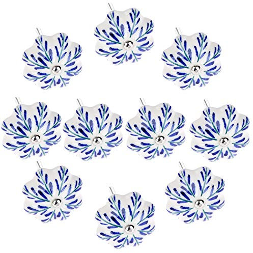 Tiradores antiguos, pomos, accesorios for muebles, pomos de porcelana azul y blanca, pomos de puerta de cerámica, pomos de armario de cocina, tiradores de cajones, pomos de baño for niños, juego de 10