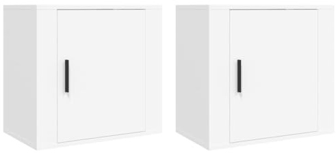 vidaXL 2x Wall-mounted Bedside Cabinets Bedroom Furniture Floating Bedside Wall Unit Floating Nightstand Wall Bedside Cabinet for Next to Bed White