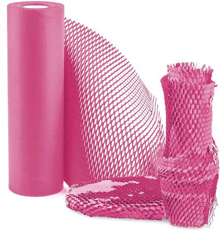 Wabenverpackungspapier, 29,2 cm x 40,6 m Wabenpolsterung, Rolle Wabenverpackungspapier, umweltfreundliches Verpackungspapier, Kraftpapier, Luftpolsterpapier, Versand, Umzugspapier (Pink)
