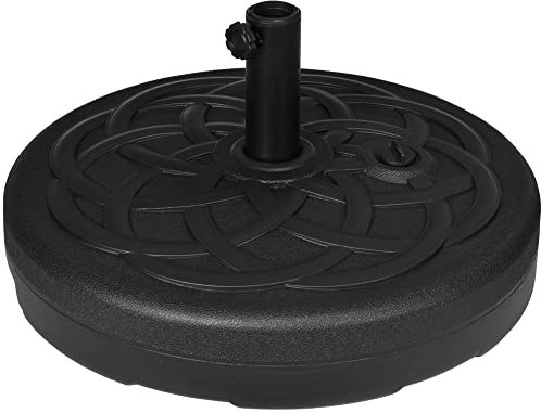 Outsunny Garden Parasol Base Holder, Outdoor Market Umbrella Stand Weight with Built-In Handle, 25kg Water or 35kg Sand Filled, Black