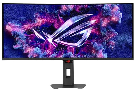 ASUS ROG Strix XG34WCDMTG 34 Zoll OLED 240Hz Curved Gaming Monitor | 0.03ms, FreeSync & G-Sync, Android 14 Google TV, WiFi 6, NVIDIA GeForce Now, Dolby Vision & Dolby Atmos
