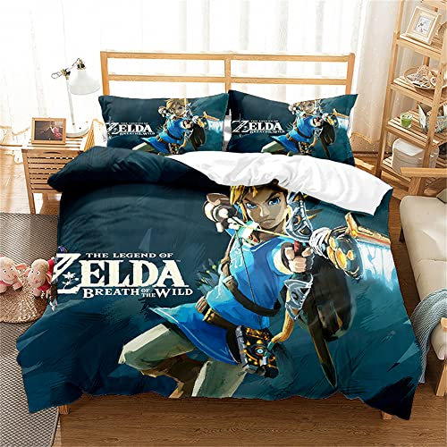 Ste-X Funda Nórdica 200x200 Juego De Cama Queen para 2 Personas con The Legend of Zelda - Microfibra con 2 Fundas De Almohada ((150x200cm)-Cama de 90,Zelda 04)