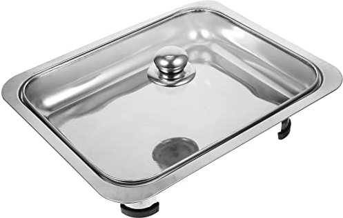 BESTonZON Buffet Aus Stahl Wärmetablett Für Buffet-Server Chafer-Dish Edelstahl Chafing-Dish-einsätze Edelstahl Käfer Chafer-Gerichte Büfett Heiße Platte Rostfreier Stahl Rechteck Bankett