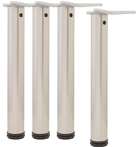 camar Tischfüße verstellbar 690-720mm rund ø 60mm, Metall Tischbeine höhenverstellbar, Stahl verchromt 4 Stück