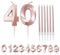 Rose Gold 40th Birthday Candle Number 40 - Long Candles for Cake, Age 40 Birthday Cake Topper Decorations in Rose Pink