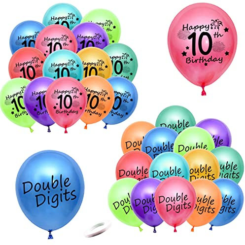 10. Geburtstag Luftballons, 31 Stück Bunte Ballons Alles Gute zum 10. Geburtstag Latex Ballon Bänder zum 10 Jahre Geburtstag Deko Jungen(10.)