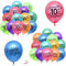 10. Geburtstag Luftballons, 31 Stück Bunte Ballons Alles Gute zum 10. Geburtstag Latex Ballon Bänder zum 10 Jahre Geburtstag Deko Jungen(10.)