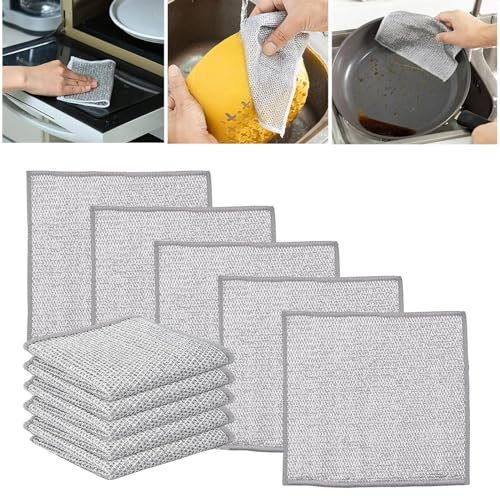 LPMXYW 10pcs Multipurpose Wire Dishwashing Rags for Wet and Dry,Non-Scratch Wire Dishcloth Reusable Kitchen Cleaning Wire Dish Towels Dish Cloths Multifunctional Wire Cleaning Dishwashing Cloths.