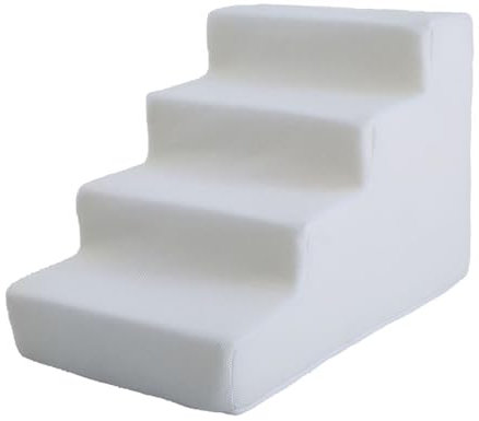 Folpus Escalera para Mascotas Escalones para Mascotas de Alta Densidad Escalera Escalones para Perros Escalones equilibrados para Mascotas para Camas Altas, Blanco 4 Pasos