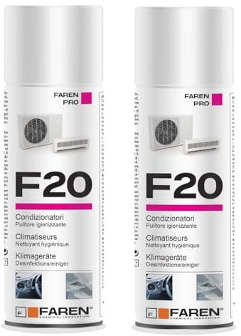 Faren F20 Spray desinfectante para acondicionadores de hogar y coche, agradablemente perfumado a base de alcohol, 400 ml (2)