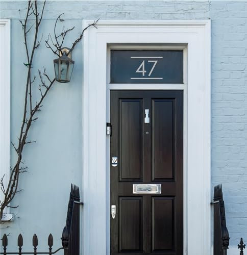 Personalised Modern Border Frosted Fanlight House Door Number Etched Glass Housewarming Sticker PG141