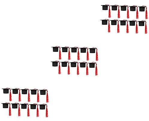 ibasenice 30 Mini-Junggesellenhut doktorhut hut schwarzes Kleid Mütze und Kleid 2023 rotes Stirnband Mini-Weinflaschen Abschlussjahrschmuck Abschlussfeier Kuchen