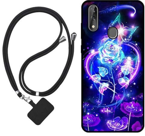 Sunrive Hülle Kompatibel mit ZTE Blade 10 Case,matt Handyhülle Schutzhülle Etui Karikatur Muster TPU Backcover (Rosen,Schmetterling,Blume) +1x Universale Handykette MEHRWEG