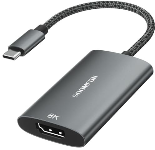 SOOMFON USB C to HDMI Adapter 4K 120Hz USB Type C to HDMI Adapter Compatible with Thunderbolt 3/4, 4K@60Hz, 48Gpbs for MacBook Pro/Air, iPad Pro/Air, Surface Pro 7 and More