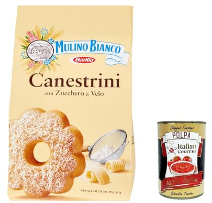 Italian Gourmet Canestrini Biscotti zuccherati feine Butterkekse 6 x 200g | Dolcetti friabili da tè; zart mürbe, ideal für Frühstück, Kaffee, Gesamtnettogewicht 1,2 kg + Kostenlos Polpa 400g
