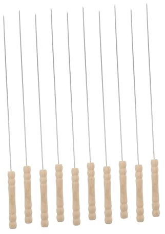 IWOWHERO 10stücke Grillspieße Für Gemüse Und Obst Wiederverwendbare Bbq Spieße Mit Holzgriff Für Grillpartys Und Camping Praktisch Und Leicht Zu Reinigen