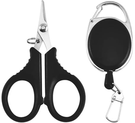 Fishing Braid Scissors, Stainless Steel Line Cutter for Saltwater & Freshwater, Serrated Shears with Retractor - Essential Carp Angling Tool Accessories