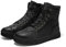 BORLENI Scarpe Moto Uomo in Pelle Stivali da Moto Retrò Scarpe da Ginnastica da Moto Traspiranti Casual Cerniera del Cambio Suola Antiscivolo (Nero 46)