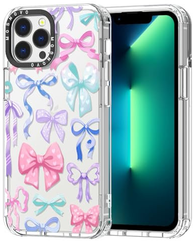 MOSNOVO Case for iPhone 13 Pro Max, [Buffertech 6.6ft Military-Grade Drop Protection] [Anti Peel Off Tech] Clear TPU Bumper Phone Case Cover Design - Bows