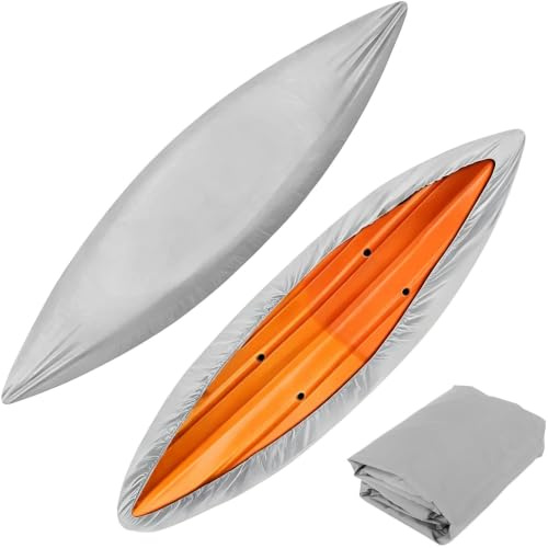 Kayak Storage Cover, 4.5m/14.8ft Sun Protection Storage Dust Cover (Grey) | Water Proof Polyester Sunblock Shield Protector, Universal, Easy to Put On and Take Off, for 3.6-4m Fishing Boat, Kayak