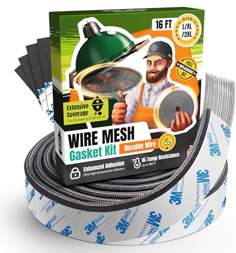 Dichtung für Big Green Egg Large/XL/XXL – 4,8 m Drahtgitterdichtung – Fiberglas BGE Dichtung – kompatibel mit Big Green Egg – Zubehör und Teile für Grill von Smoker Chef
