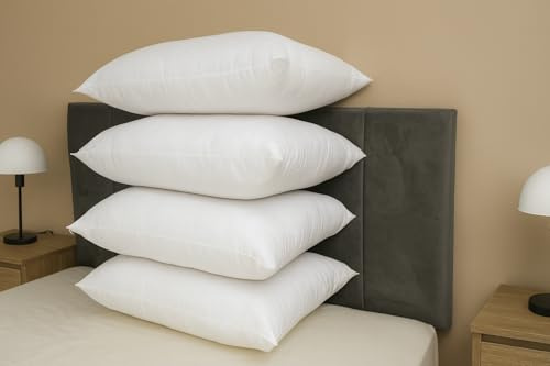 CHILIMILII set of 4 Hollow Fibre Pillows- Bounce Back Extra Filled Bed Pillows 50x75cm- Hotel Quality Bed Pillows for Side, Back & Stomach Sleepers