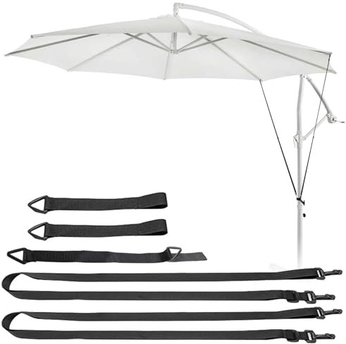Protection Contre Le Vent Pour Parasol, Ceintures Réglables En Polyester Robuste, Coupe-Vent Résistant Aux Intempéries, Compatible Tous Parasols Avec Vis De Blocage, Noir
