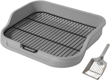 Fenteer Dog Toilet Pet Litter Pan Easy Clean Mesh Grids Portable Dog Potty Tray Pet Training Toilet for Pets Cats Dogs Pets Supplies, small high fence