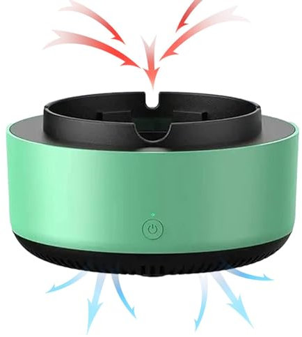 Cendrier Sans Fumée – Cendrier Purificateur D'air 2 En 1, Cendrier Électronique Intelligent À Circulation D'air À 360 °, Cendrier Purificateur D'air À Ions Négatifs Pour Intérieur – Vert