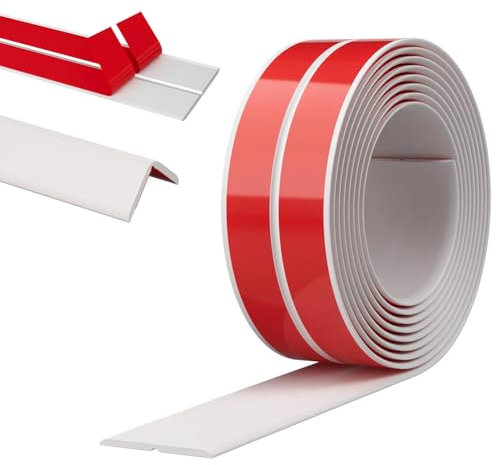 Wapasezyar Plinthe souple autocollante et souple pour portes, fenêtres, murs, cuisine, carrelage, facile à découper (blanc, 1 cm x 8 m)