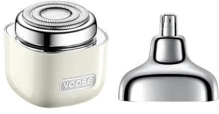 yoose 2-in-1 Mini Rasierer & Nasenhaartrimmer - Legierungsmaterial, Kompakt & Leicht, IPX7 wasserdicht, Typ-C Schnellladung, Magnetische Wechselköpfe, Ideale Gesichtshaartrimmer für Reise/Tägliche