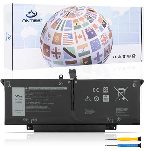 ANTIEE 52Wh JHT2H Batterie Compatible avec Dell Latitude 7310 P34S P34S001 Latitude 7410 Chromebook Enterprise Series 4V5X2 7CXN6 K36KR T3JWC 0WY9MP 04V5X2 HRGYV 0HRGYV 6500mAh