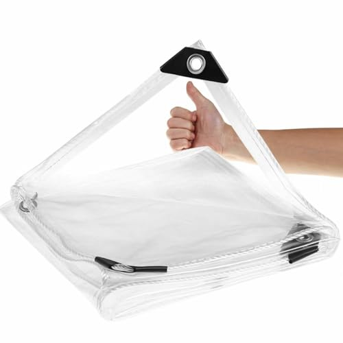 LLPEIJIE026 Plane Transparen Staubdicht,3x3m Wasserdicht Abdeckplane Lochabstand 30cm Reißfest Regenschutz Plane 420g/m² PVC Winter Wetterfest Zeltplanen mit 5m Bindeseil,für Außenbereich Pflanzen