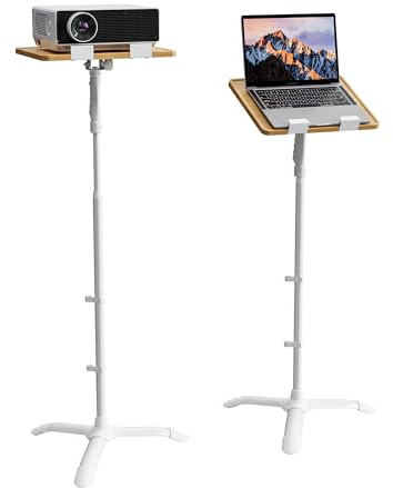 ETHU Laptop Floor Stand with One-Hand Height Adjustment and Safety Lock, Heavy-Duty Adjustable Desk for Home Office and Studio Use, 15kg Capacity, Oak