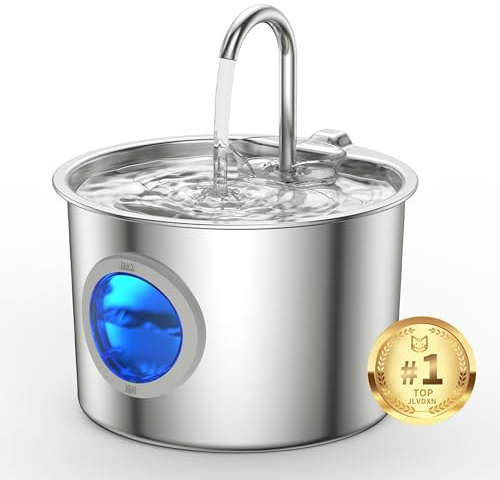Cat Water Fountain Advanced 304 Stainless Steel 2.2L/74oz with Detachable Tank, Easy to Clean, Automatic Pet Fountain Quiet Cats Water Dispenser, Perfect for Cats Dogs Indoor