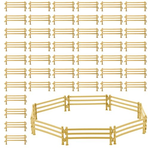 CHUANFU 80 Stück Miniatur Zaun für Farm Szenen, Pferdezaun Spielzeug | Zäune Spielzeug, Corral Fechten Zubehör, Eltern-Kind Interaktives Spiel, DIY Mini Zaun Set, Pädagogische Geschenk 9x4x0.8 cm