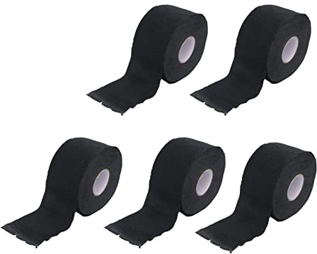 Yinhing Einweg-Papierfriseur-Nackenstreifen, Dehnbares, Selbstklebendes Nackenband für den Haarschnitt, Schwarz, 5 Rollen, Verhindern Haarbruch, Hygienisch, Friseursalon,