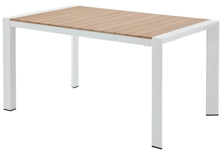 Vente-unique - Gartentisch 4, 6 Nyros - Aluminium - naturfarben hell, weiß