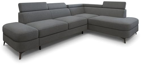 Masseno Ecksofa AVISE Q R-S mit Schlaffunktion L-Form, Klassisch Sofa mit Bettkasten, Wohnzimmersofa, Couch, Soffa, Bettsofa, Couchgarnitur - Grau, Quelle 92