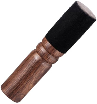 Mazo para cuencos tibetanos, palo de madera y cuero para meditación, oración, yoga y mindfulness (Negro Marrón)
