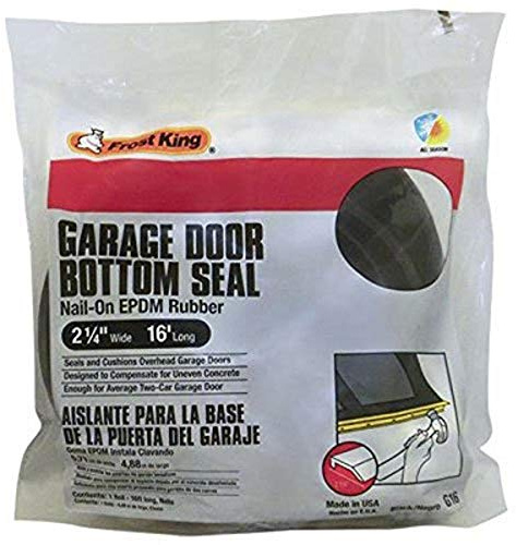 Frost King G16H Nail-On Rubber Garage Door Bottom Seal, 2-1/4-Inch by 16-Foot, Black