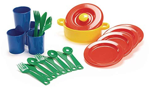Dantoy Dinner Set for 4, 22 Piece Role Play for Kids Pretend Play, Made in Denmark – Multi Colour