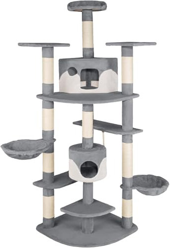 tectake® Arbre à Chat XXL Griffoir pour Chat en sisal H201 cm, Maison pour Chat Jeux Chat Appartement Accessoire Chat avec Grattoir Chat Niche Chat Couchage Chat Hamac Chat Panier Chat Lit pour Chat
