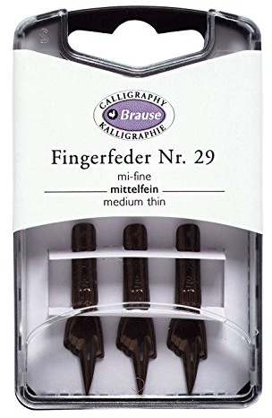 Brause J.Herbin 300029B - Packung mit 3 Fingerfedern, für eine exacte Strichführung, ideal für Kalligraphie, 1 Pack
